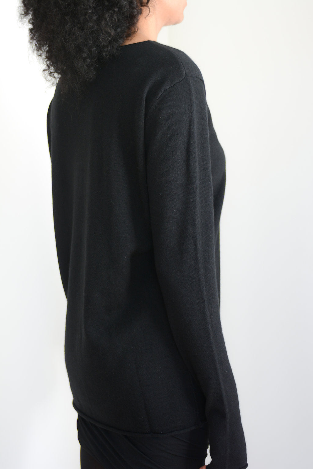Black Silk Cashmere Sweater (55Silk/45Cashmere)