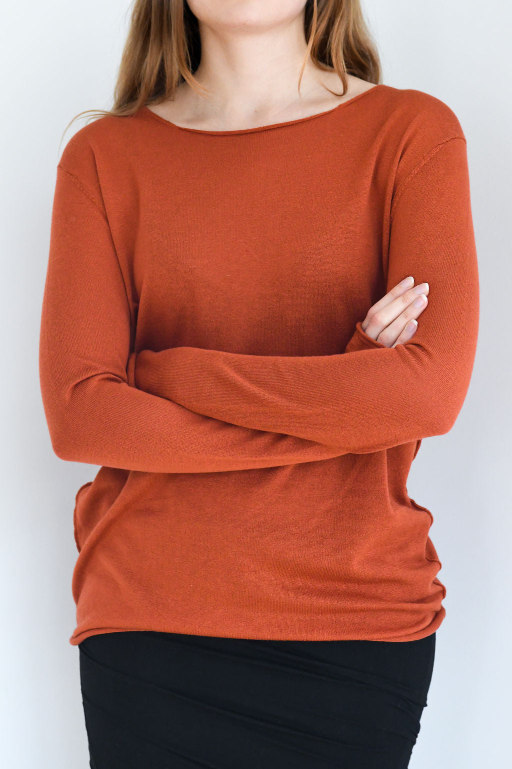 Brændt Orange Silke Cashmere Sweater