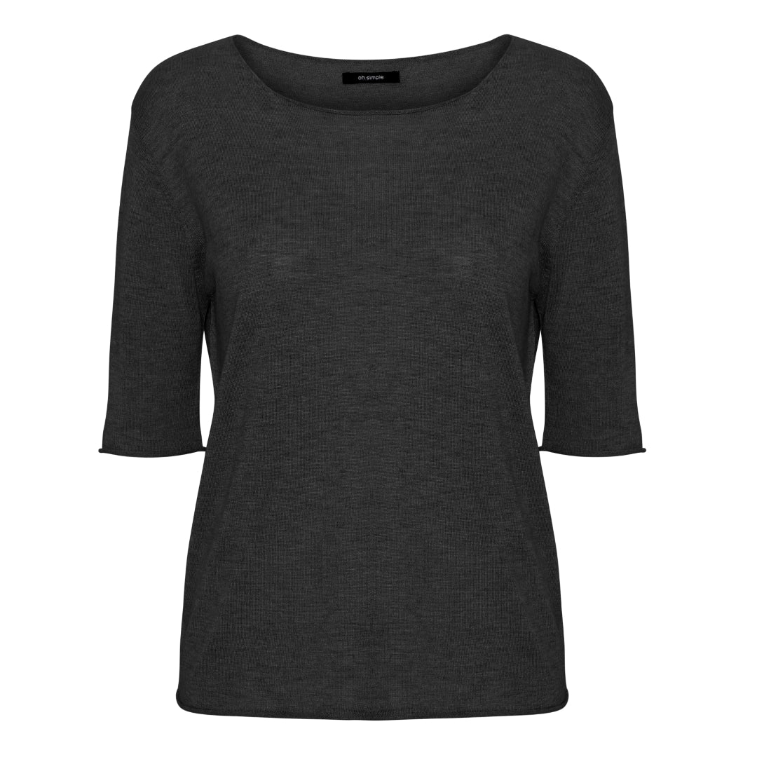 Koksgrå Silke Cashmere Strik