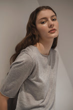 Load image into Gallery viewer, Foggy Grey Short Sleeved Silk Cashmere Knit
