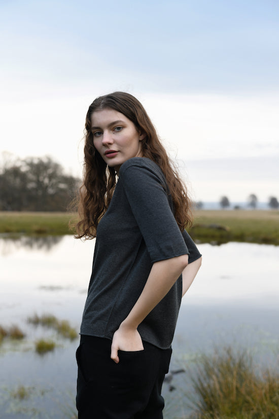 Koksgrå Silke Cashmere Strik
