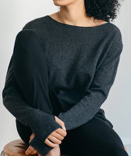 Load image into Gallery viewer, Warm Charcoal Silk Cashmere Sweater