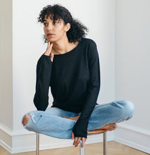 Load image into Gallery viewer, Warm Black Silk Cashmere Sweater