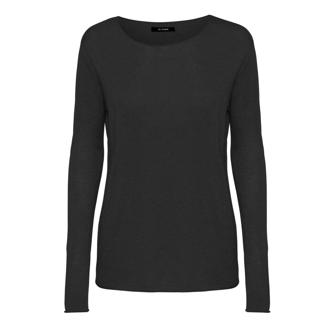 Black Silk Cashmere Sweater (55Silk/45Cashmere)