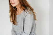 Load image into Gallery viewer, Foggy Grey Silk Cashmere Sweater (55Silk/45Cashmere)
