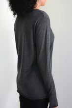 Load image into Gallery viewer, Charcoal Grey Silk Cashmere Sweater (55Silk/45Cashmere)
