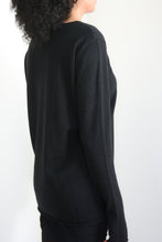 Load image into Gallery viewer, Black Silk Cashmere Sweater (55Silk/45Cashmere)
