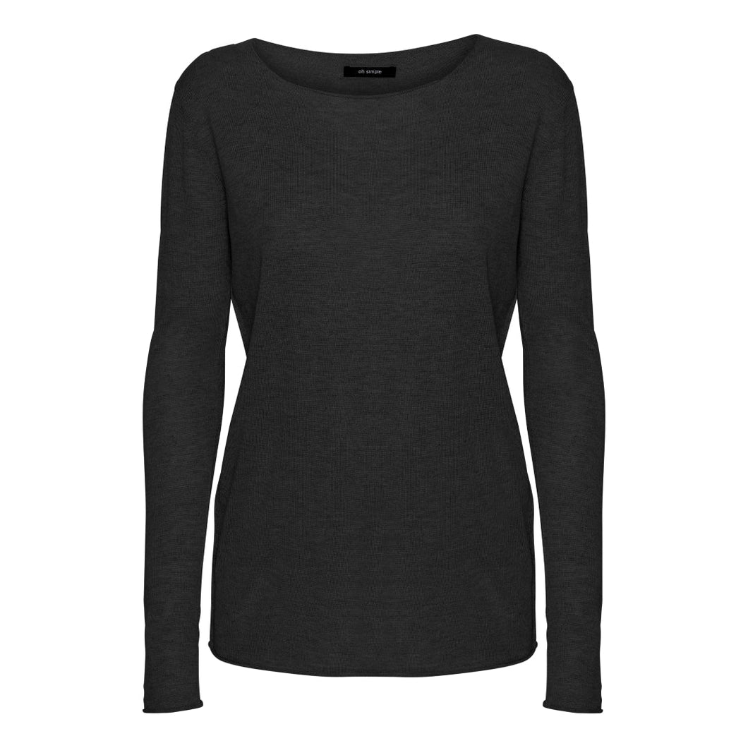 Charcoal Grey Silk Cashmere Sweater (55Silk/45Cashmere)