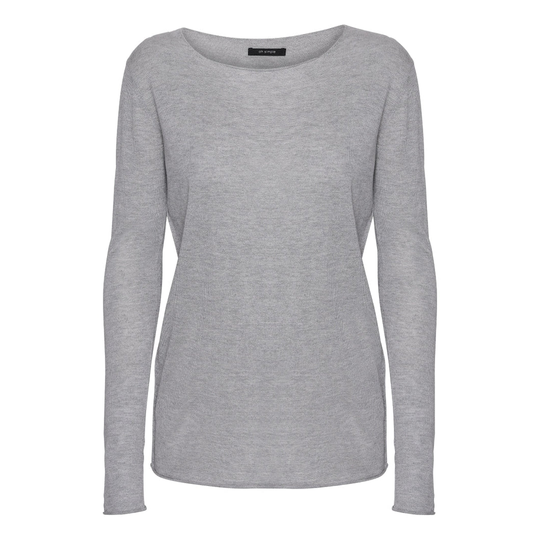 Foggy Grey Silk Cashmere Sweater (55Silk/45Cashmere)