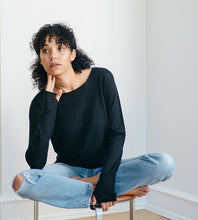 Load image into Gallery viewer, Black Silk Cashmere Sweater
