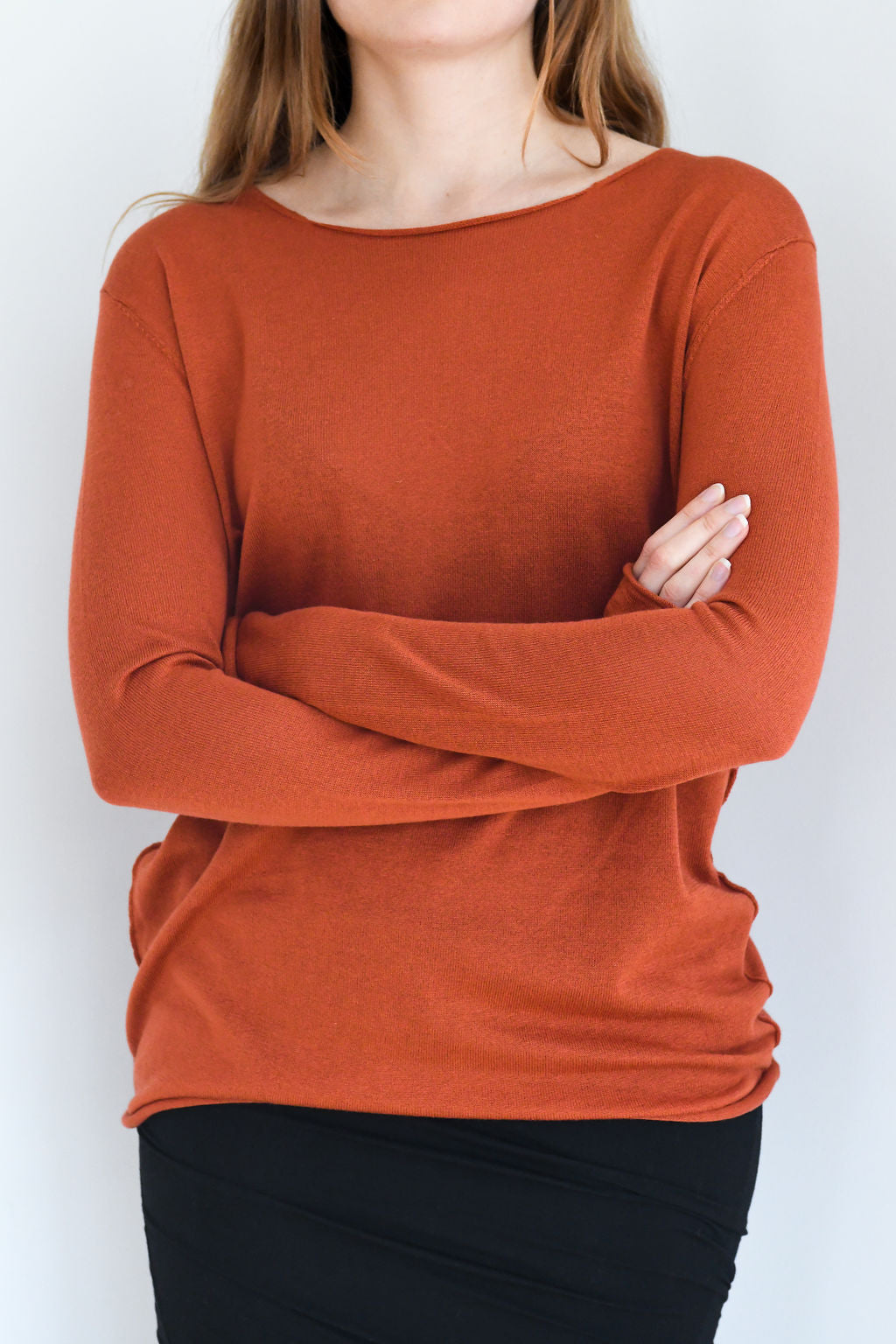 Burnt Orange Silk Cashmere Sweater