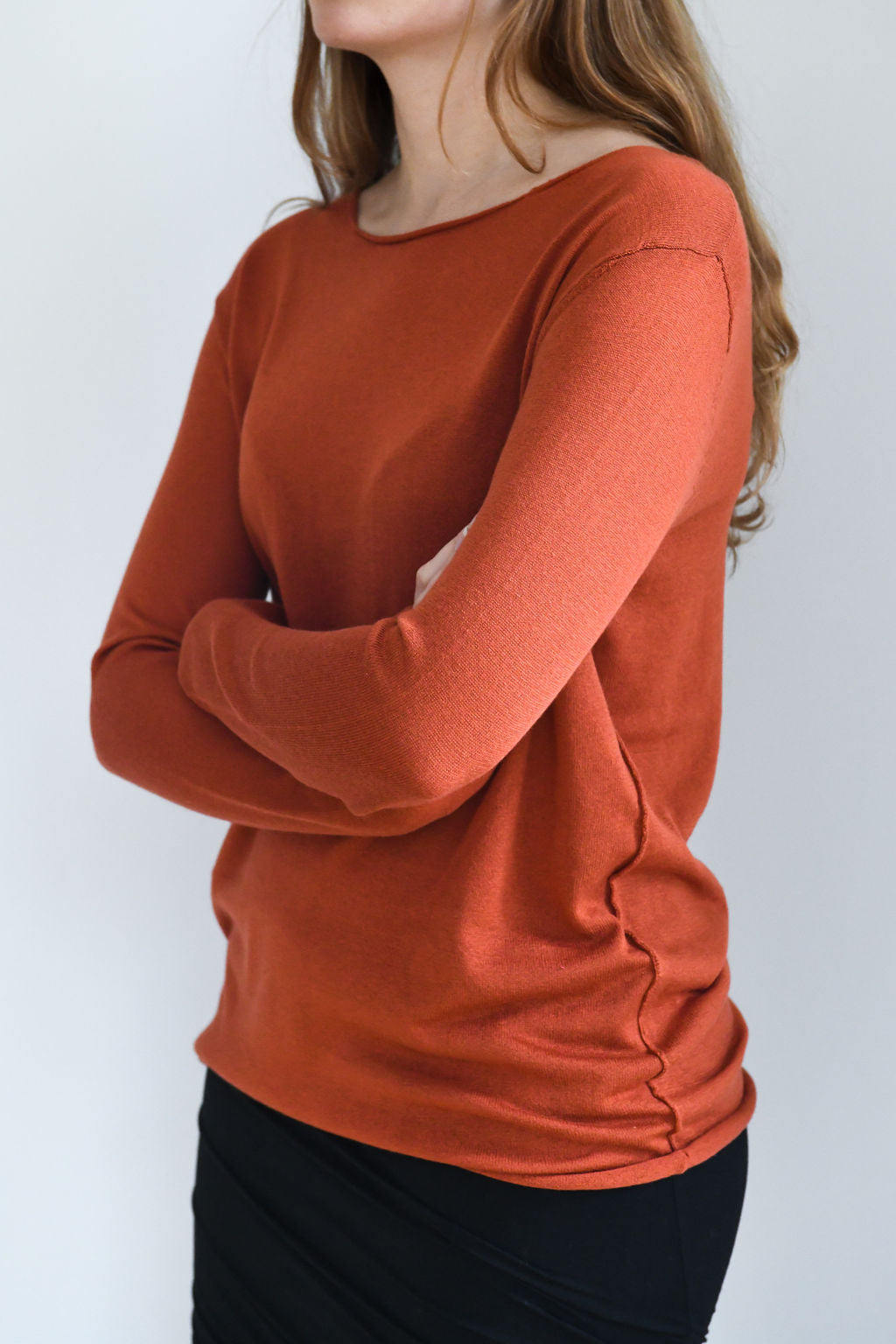 Brændt Orange Silke Cashmere Sweater