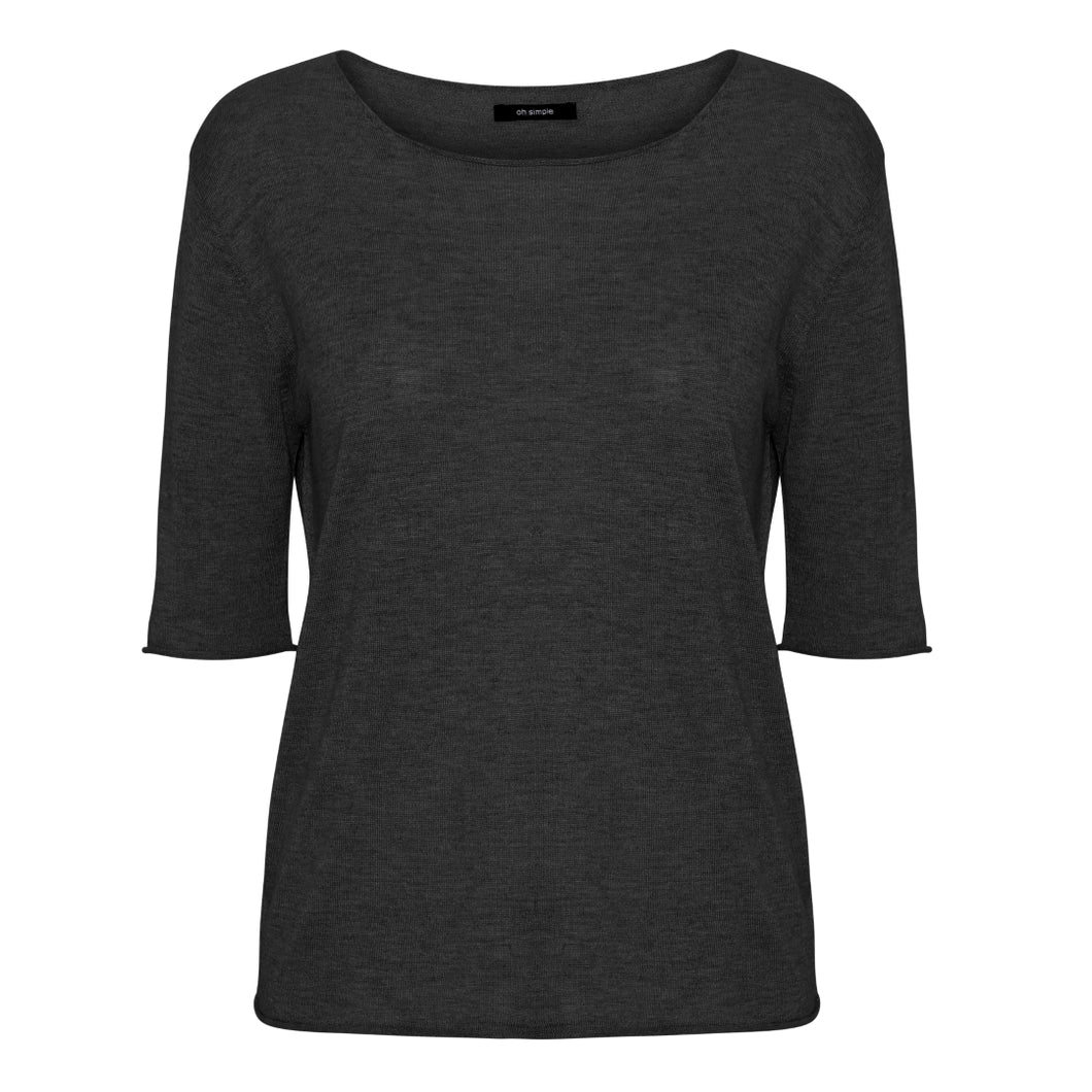 Charcoal Short Sleeved Silk Cashmere Knit