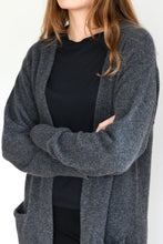 Load image into Gallery viewer, Long Dark Grey Cashmere Cardigan
