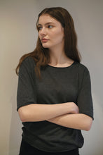 Load image into Gallery viewer, Charcoal Short Sleeved Silk Cashmere Knit
