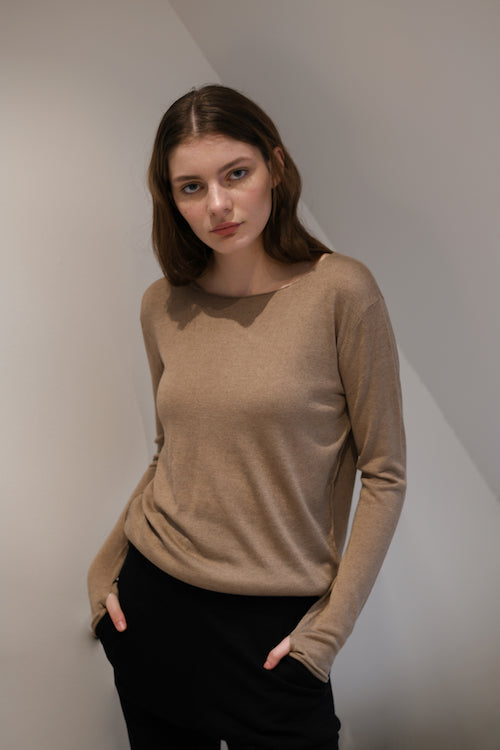 Brown Silk Cashmere Sweater