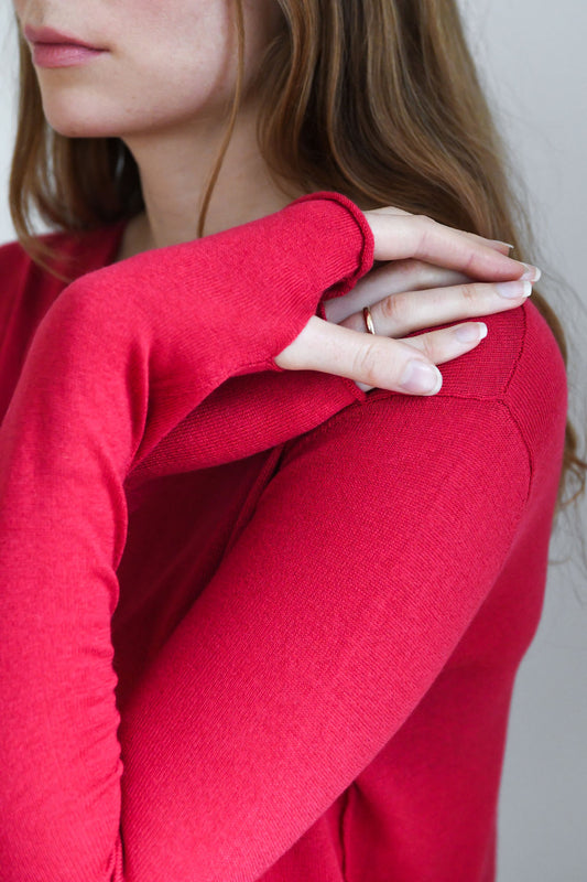 Rød Silke Cashmere Sweater