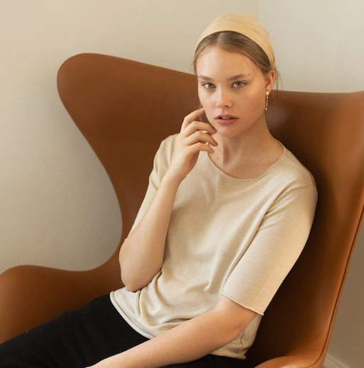 Sandfarvet Silke Cashmere Strik