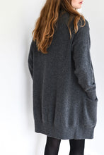 Load image into Gallery viewer, Long Dark Grey Cashmere Cardigan
