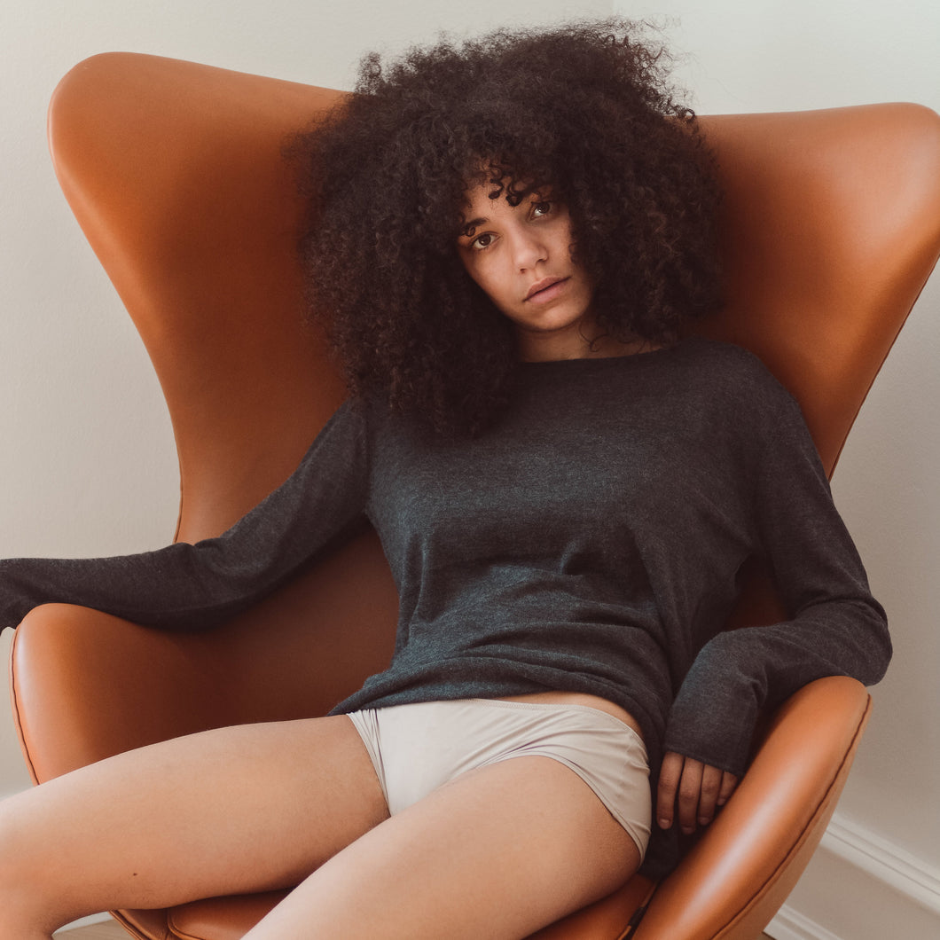 Charcoal Grey Silk Cashmere Sweater