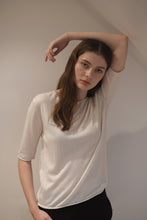 Load image into Gallery viewer, Ivory Short Sleeved Silk Cashmere Knit

